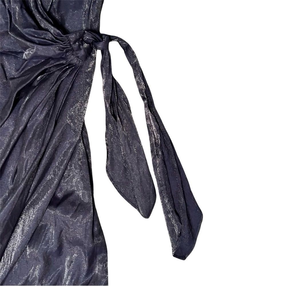Free People Navy Blue Glitter Maxi Wrap Dress Size S - Picture 5 of 7